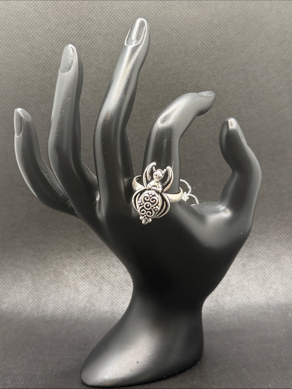 925 Silver Filigree Poison Ring Sz 10